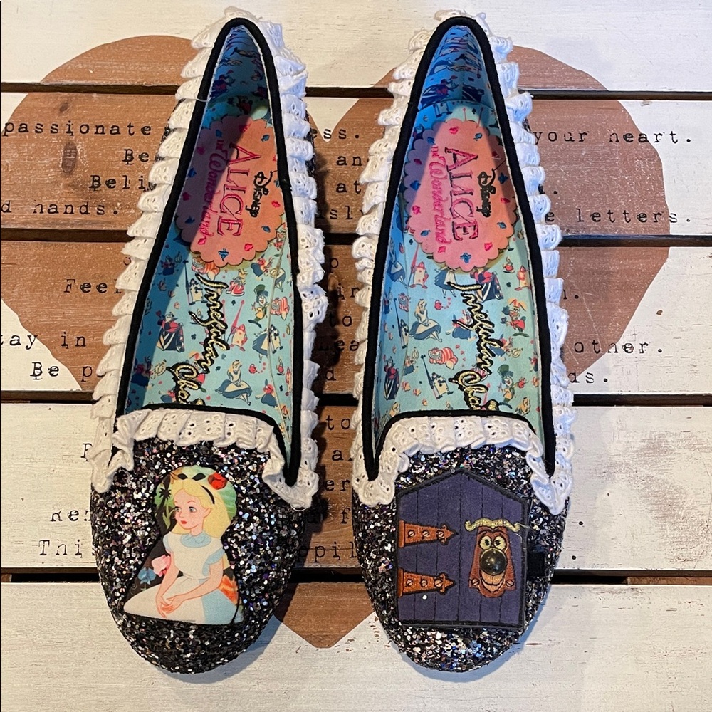 RARE -  Irregular Choice How Curious flats Disney Alice in Wonderland
